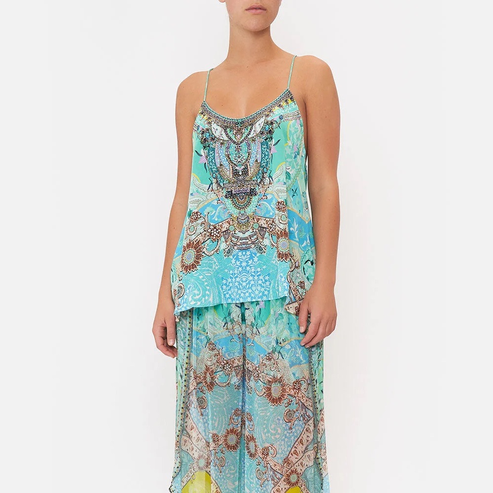 CAMILLA “Turn Back Time” silk embellished t back boho camisole tank top XS - Picture 4 of 13